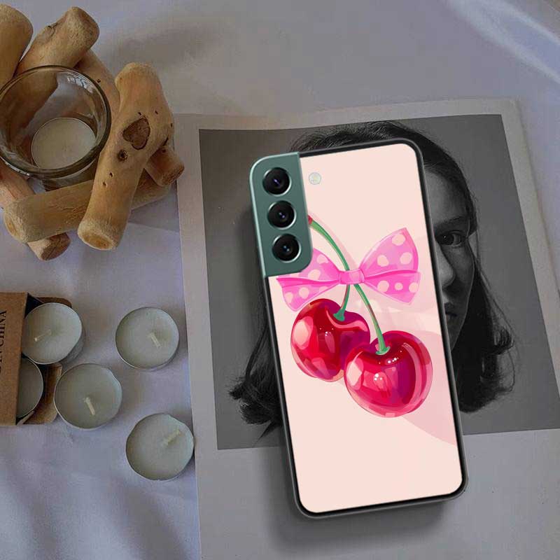 Чехол для телефона с вишневым бантом для Samsung A17 A14 A24 A34 A54 A03S A04S A13 A23 A33 A53 A70 A50S A30 A40 A51 A41 A20E A73 A71 A31 A21 A2