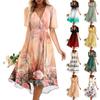 Women's Summer Loose V Neck Short Sleeve Dress, Elegant Dress