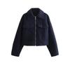 Autumn New Product Women's Fashion and Casual Versatile Polo Collar Long Sleeve Zipper Short Jacket Coat