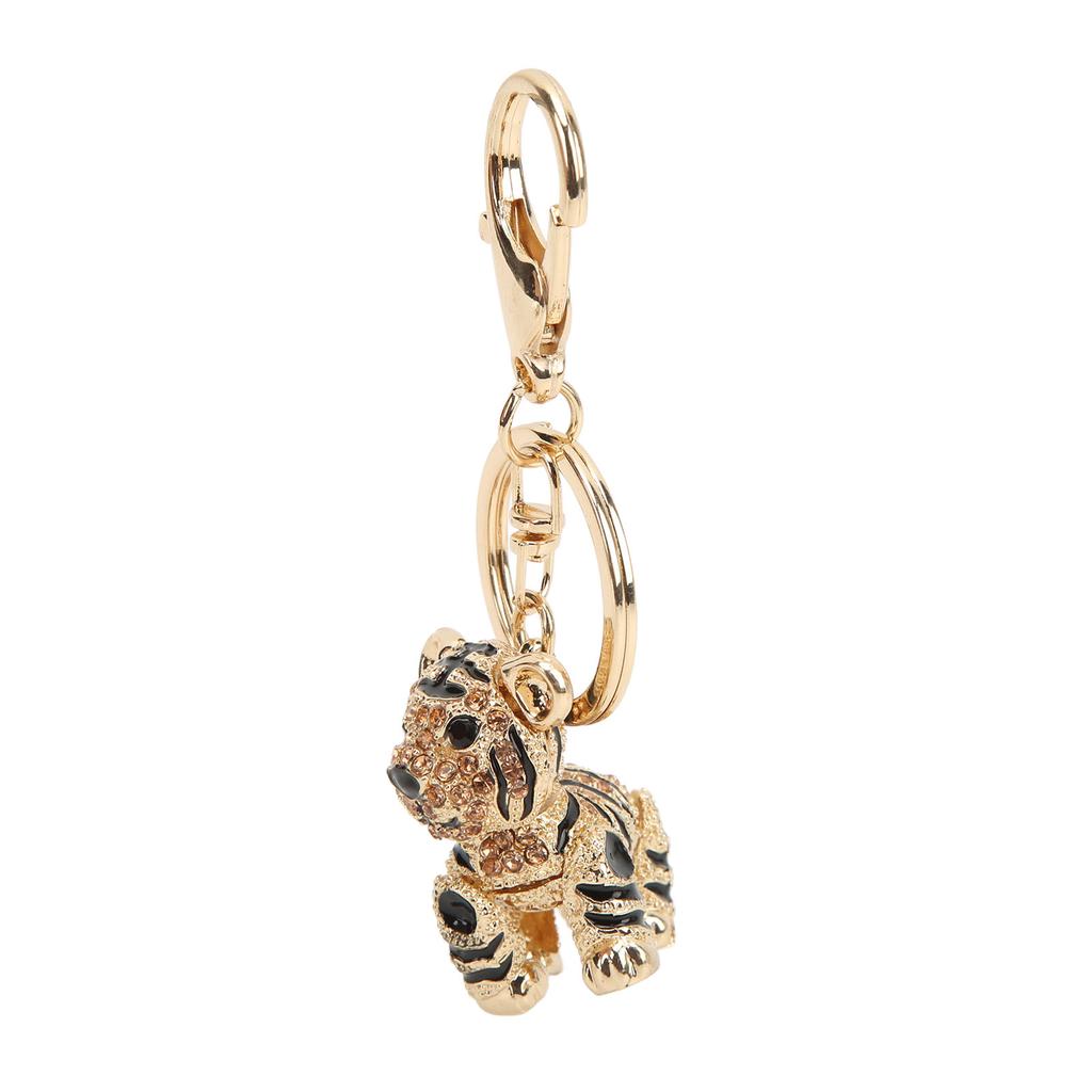 Tiger Keychain Three Dimensional Small Tiger Rhinestone Car Keychain Ladies Bag Ornaments