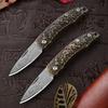 Mini Pocket Knife Damascus Steel Pattern Folding Knife Fruit Knife Outdoor Portable EDC Tool