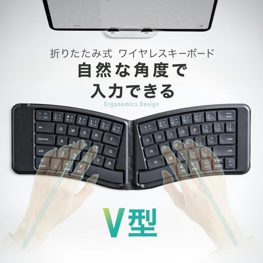 SANWA DIRECT Keyboard Bluetooth Compatible with Foldable Small Rechargeable Ergonomics 3 Units iPad/iPhone Multi-Pairing 400-SKB076