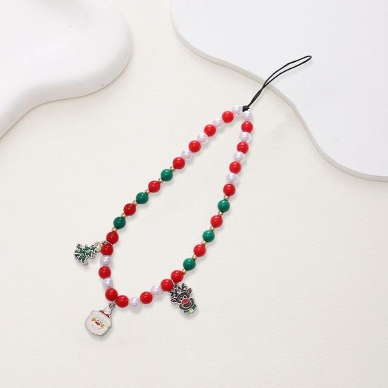 Рождественская елка, снеговик, Санта-Клаус, колокольчик, декор, ремешок для телефона, разноцветные бусины, браслет для мобильного телефона, цепочка с защитой от потерь, ювелирное изделие, подарок