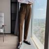 Мужской костюм Брюки Формальный деловой стиль Прямые брюки Slim Fit Сплошной цвет Мягкая высокая талия Винтажные карманы Мягкие дышащие мужские офисные брюки