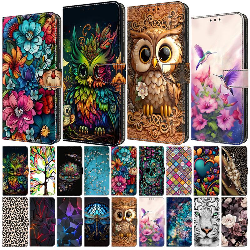 A55 A16 Кошелек Чехол для Samsung Galaxy A16 A55 A35 A25 A15 A51 A71 A31 A41 Чехол 3D Цветок Расписная Кожаная Карта Слот Чехол для Телефона