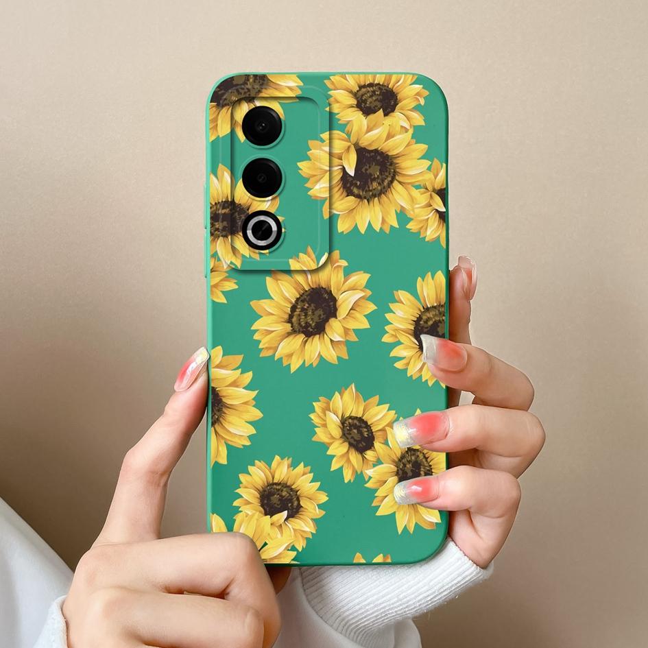 Новый чехол для OPPO A3X A3 Pro Realme 12 13 Plus C63 Pretty Sunflowers Защитная пленка для экрана Матовый жидкий силиконовый защитный чехол для OPPO Чехлы с противоскользящими свойствами