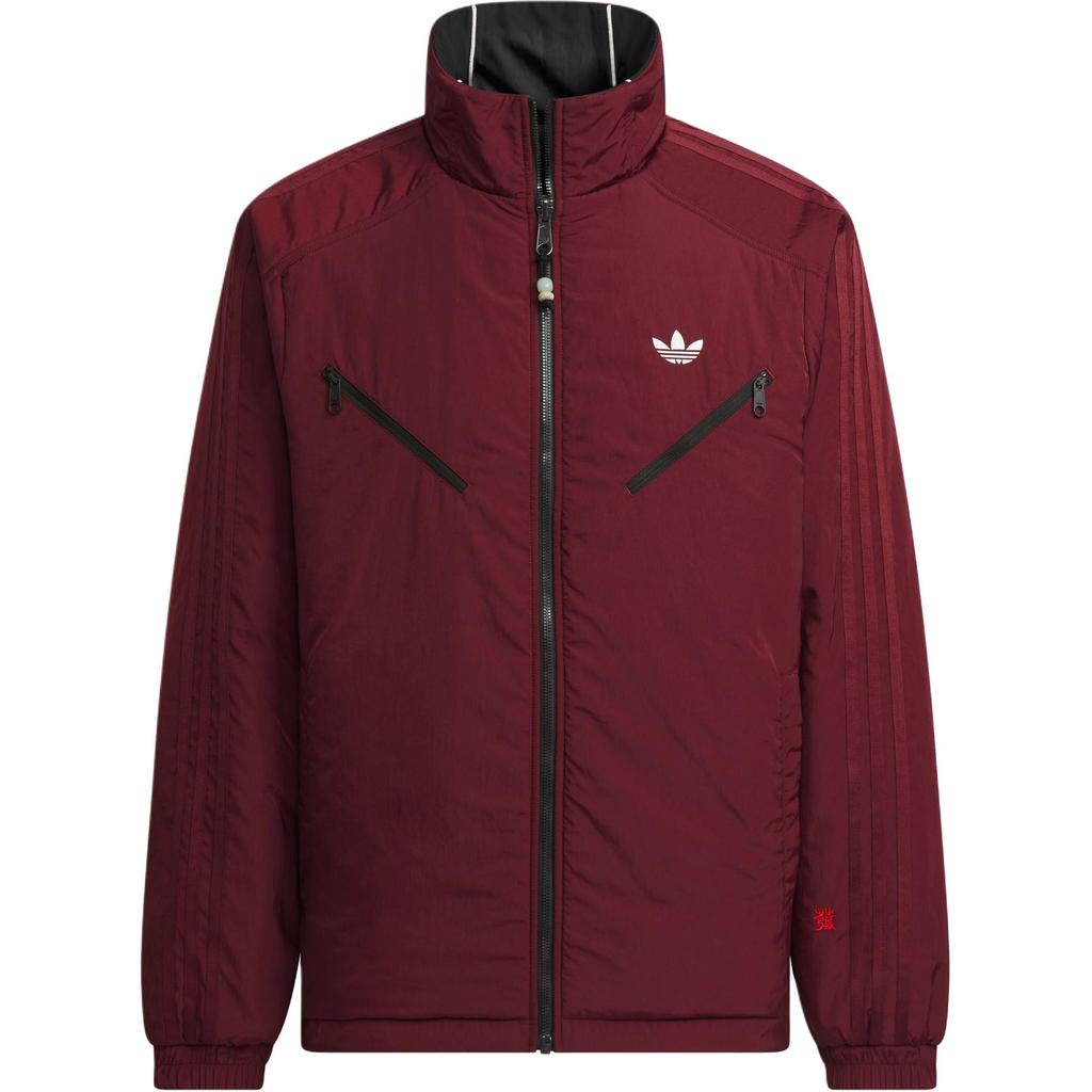 Adidas Мужская куртка Originals Rev Aw24 Lny Stand Collar свободного кроя, двусторонняя, хлопковая, черная, темно-красная, KA0821