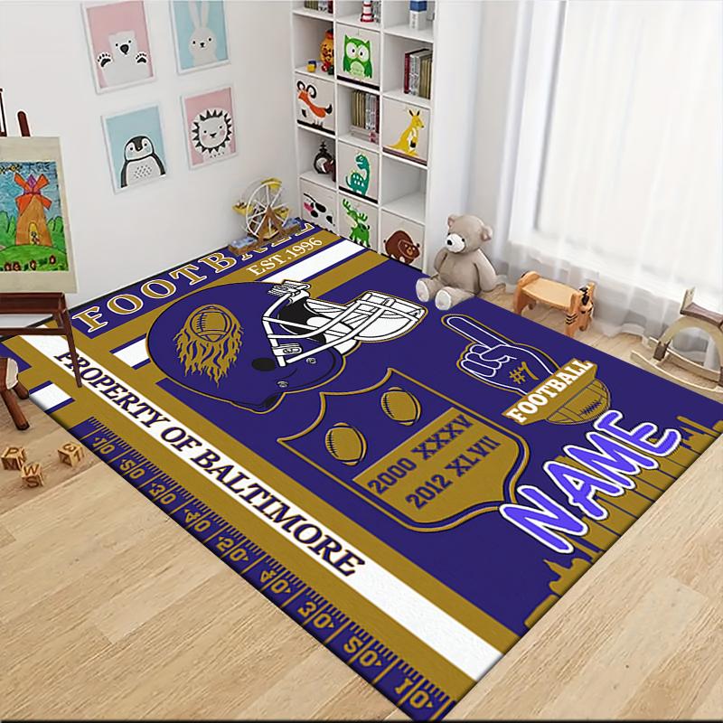 Custom Name Football Fanatic Journal Carpet Rug Customizable Soft Washable Anti-Slip Home Living Room Sofa Mats Personalized Rug. 090924