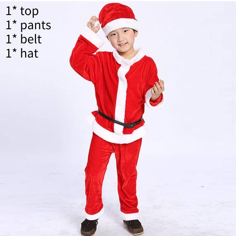 Premium Quality Velvet Kids Santa Claus Costume Red Christmas Outfit For Boys And Girls
