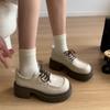 Мода 2024 Новая женская обувь Высокое качество Весенне-осенняя мода Круглый носок Однотонные Средний каблук На шнуровке Повседневные женские лоферы