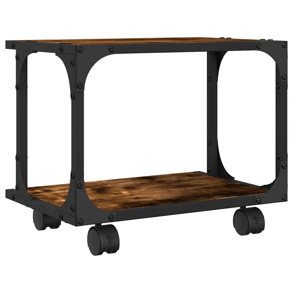 Printer Stand with 2 Shelves Smoked Oak Finish 41 x 28 x 33.5 cm