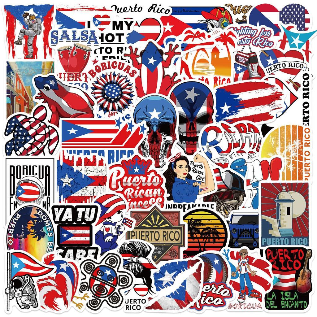 50 Мультяшных Граффити Наклеек Пуэрто-Рико Декоративные Гитара Блокнот Чемодан DIY Водонепроницаемые