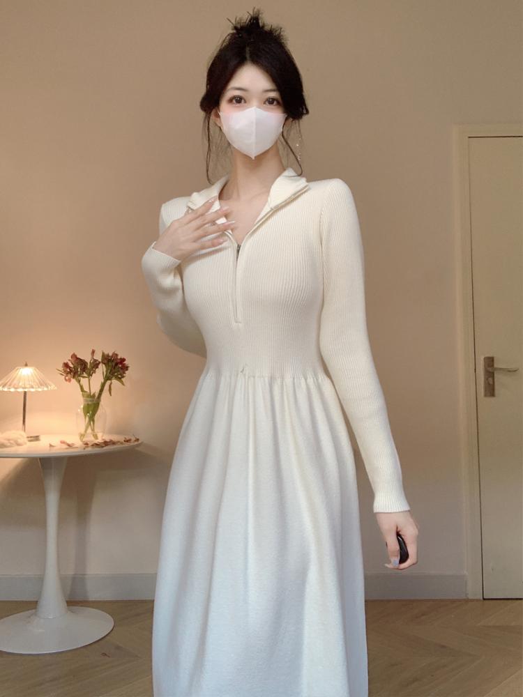 Черное милое облегающее платье с длинными рукавами, трикотажное женское осеннее новое элегантное плиссированное платье в стиле пэчворк с V-образным вырезом, модная одежда Sense, уличная одежда, зима