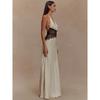 Summer Backless Sexy Maxi Dress Women Gown Patchwork Lace Halter Deep V Neck Sleeveless High Waist Elegant Long Dress