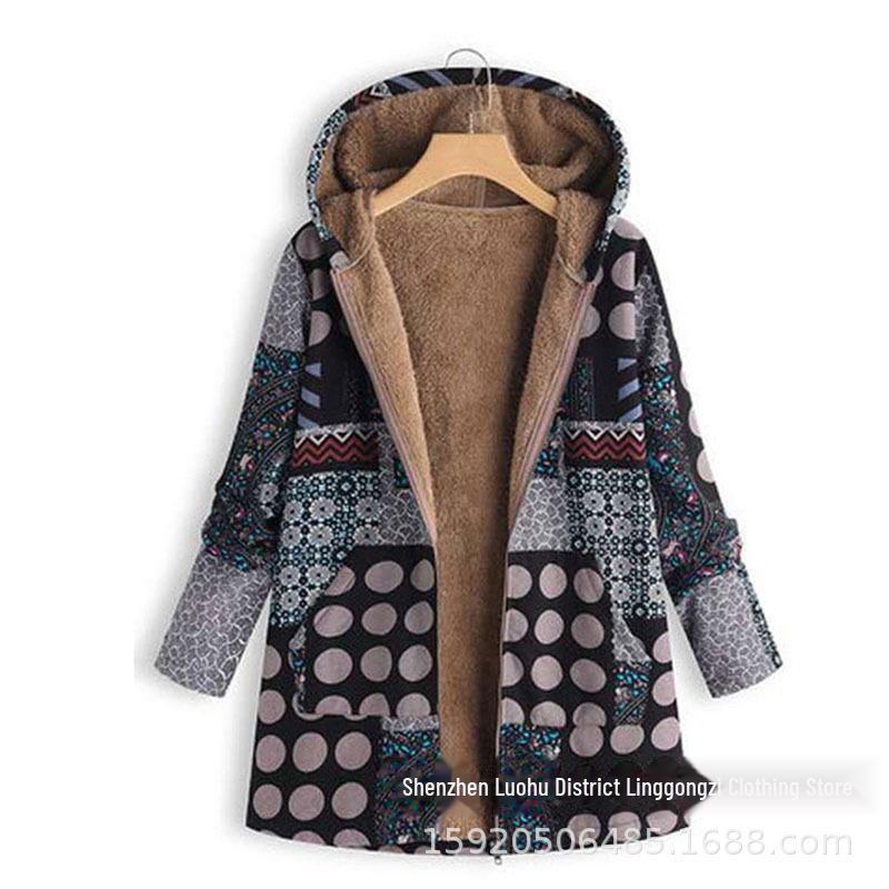 Women's Winter Oversized Fluffy Retro Hooded Coat