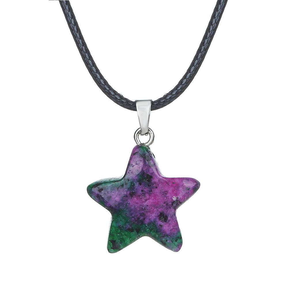 Natural stone star pendant, Xiuyu, blue patterned stone, pentagram necklace, jewelry