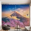 Romantic Cherry Blossom Pattern Curtain Mount Fuji Landscape Decor Curtain Japanese Sushi Nikki Restaurant Window Curtain 2PCS