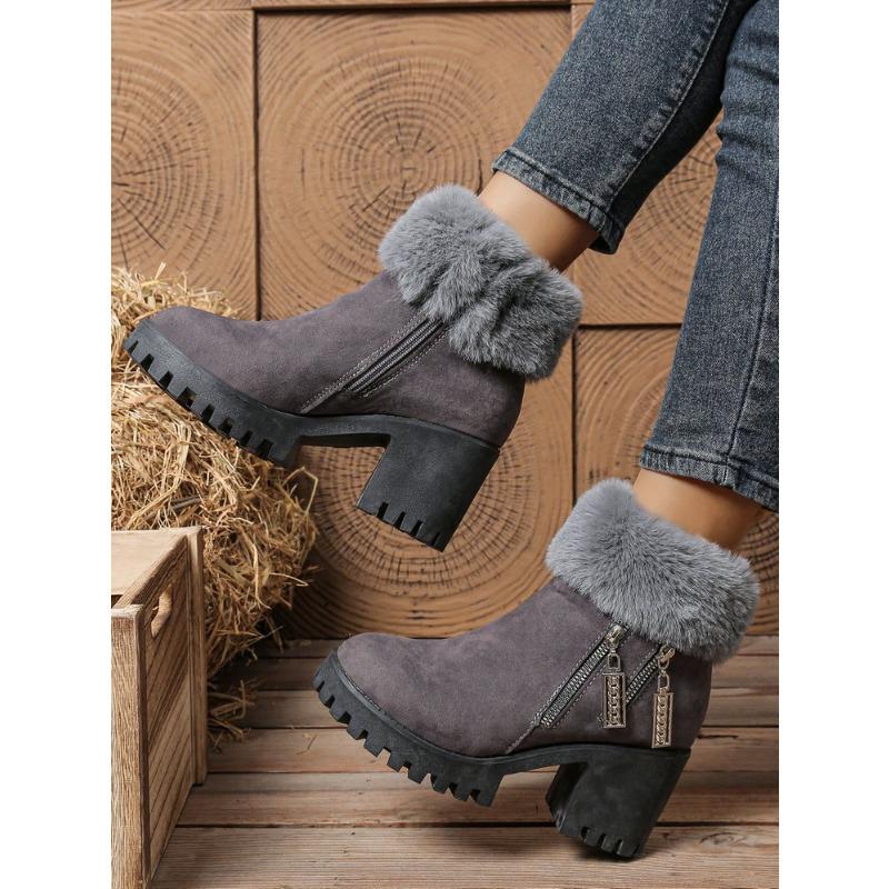 Женские короткие сапоги-дутики из искусственной замши больших размеров - Новый стиль Осень/Зима 2025, на флисовой подкладке, теплые, на платформе, модные сапоги
