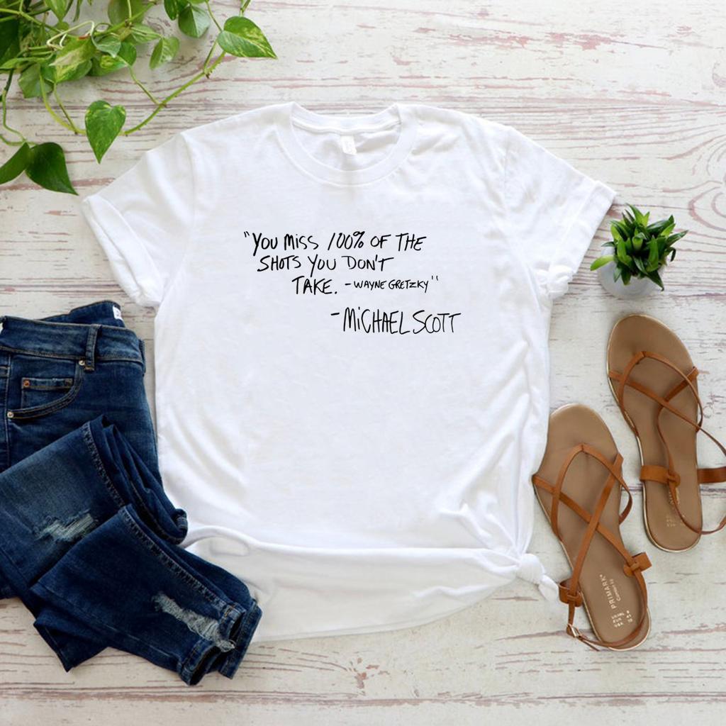 You Miss 100 of The Shots You Dont Take Quote Shirt Michael Scott Tee The Office Tshirt  Funny Graphic T Shirts Unisex Tshirt