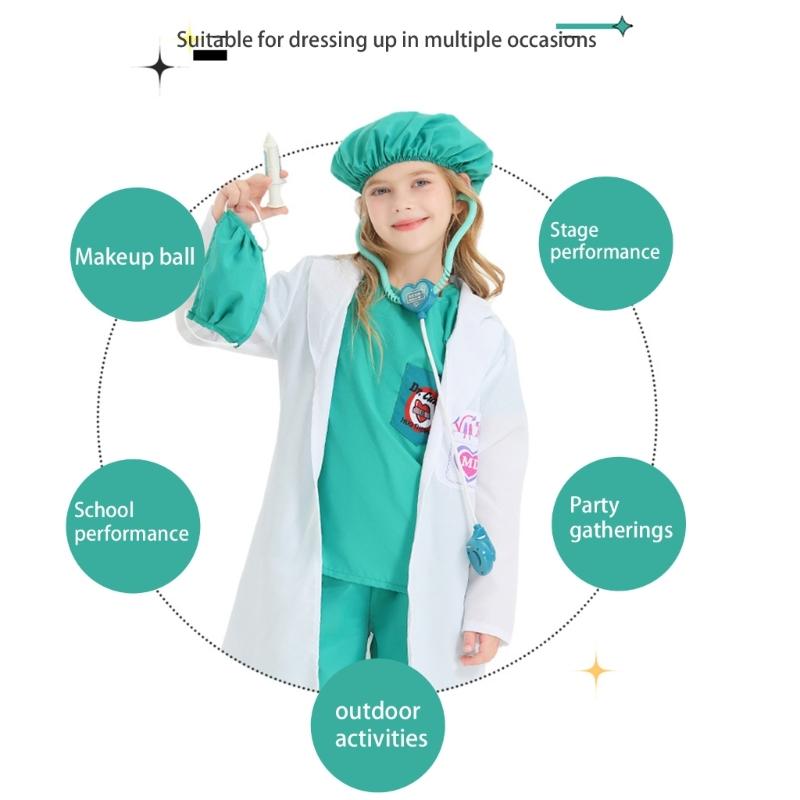 Doctor Role Play Dress Up Kit Doctor Pretend Play Costume with Stethoscope Doctor Coat Kit Halloween Doctor Costumes