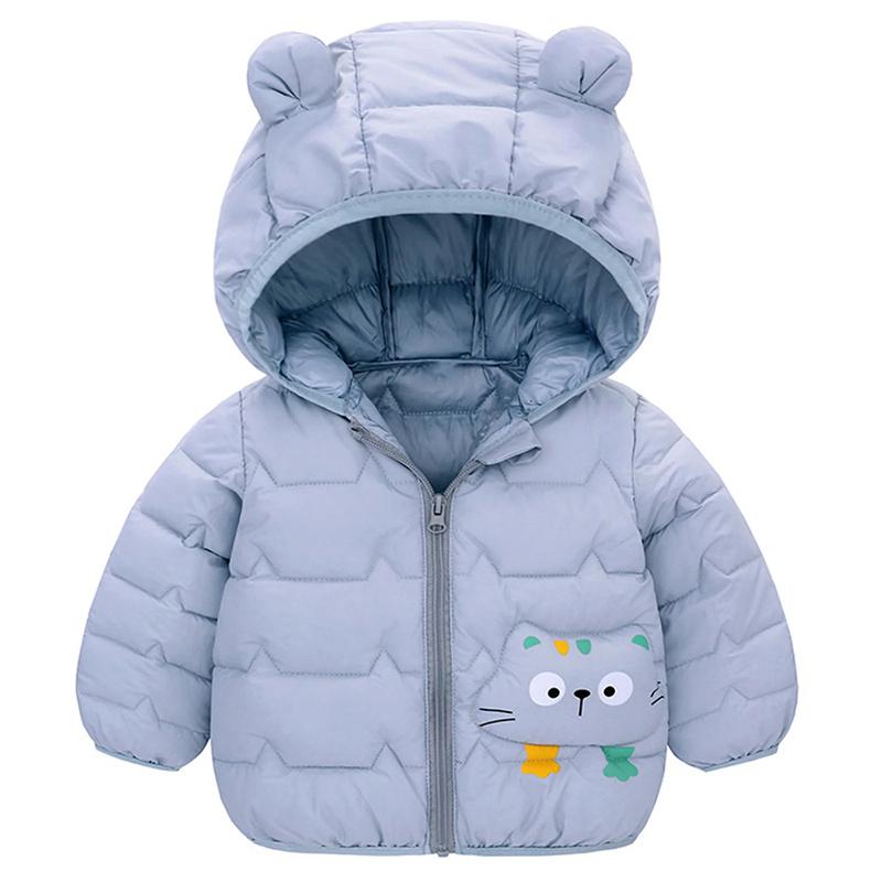 Детские легкие пуховики с капюшоном для мальчиков и малышей, теплая верхняя одежда, осенние пальто для девочек, повседневная одежда с рисунком динозавра
