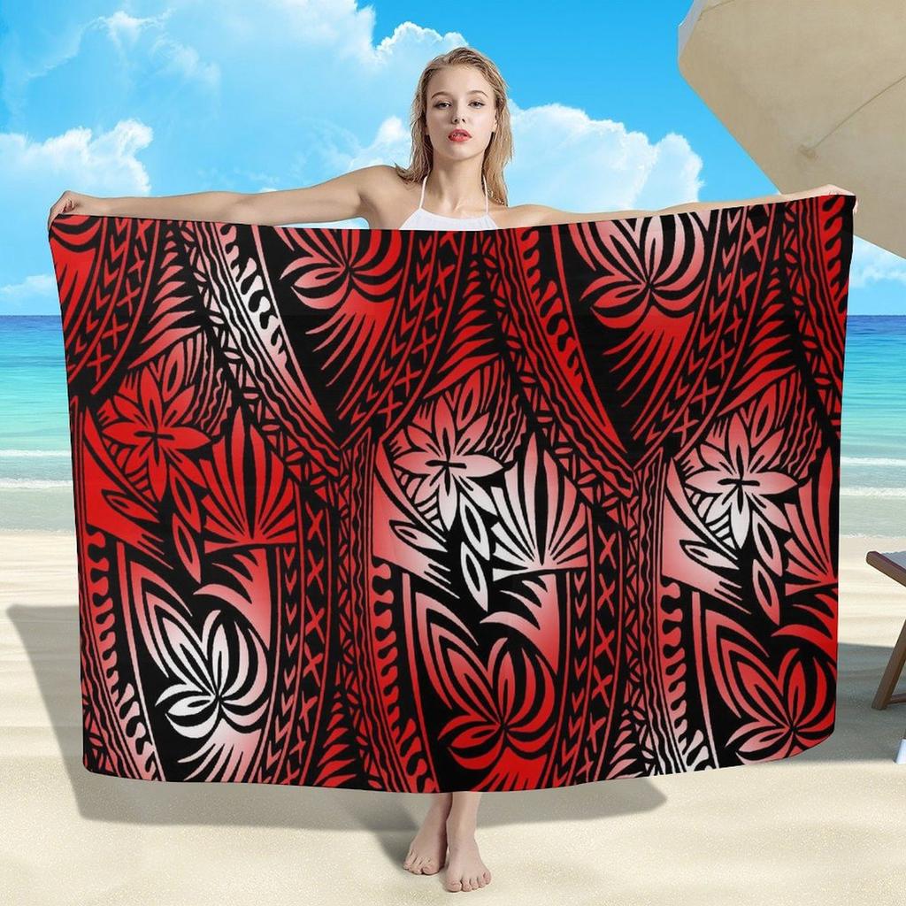 Summer Lightweight Women'S Sarong Shawl Polynesian Customizable Pattern Beach Essential Sun And Windproof Cape