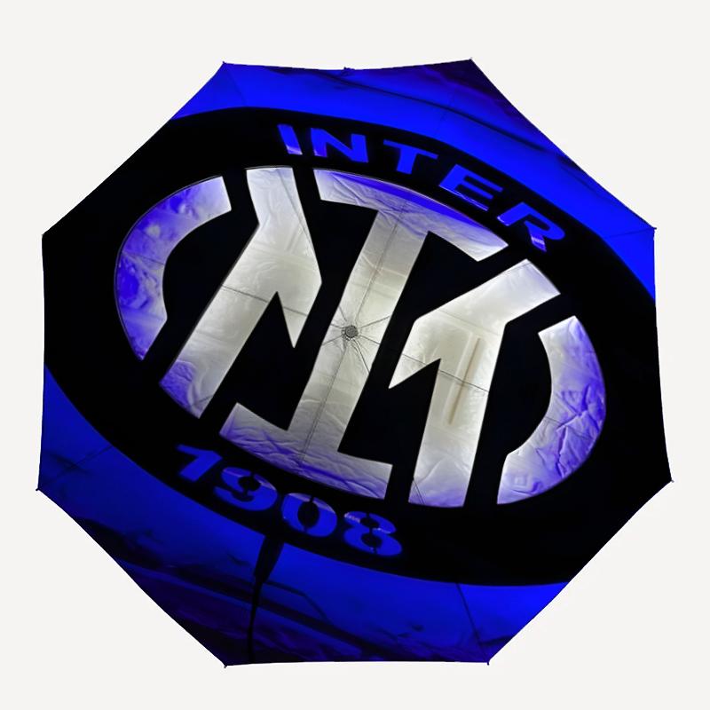 1pc I-Internazionale Milano (12) Umbrella, Sun Protection, And UV Shielding. It Has Eight Sturdy Ribs for Outdoor Use And Perfect As a Holiday Gift
