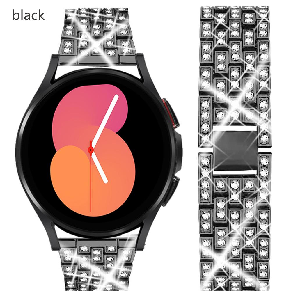 Металлический ремешок 20 мм/22 мм для Samsung Galaxy Watch 7 6 5 4 FE 40 44 мм 3/Gear S3/S4/S2, браслет из нержавеющей стали с бриллиантами для Huawei Watch 3 Pro/gt/Gt2/2e/pro