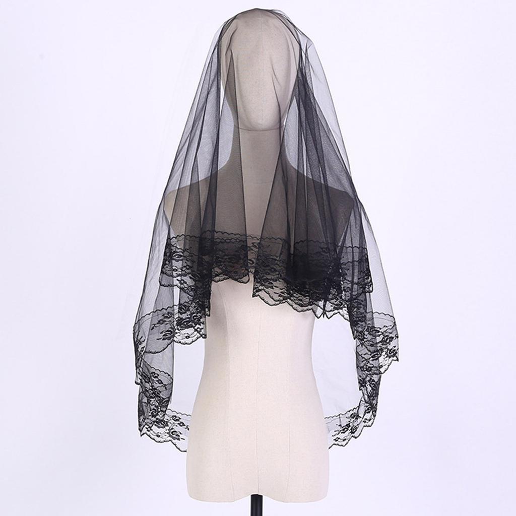 Bridal Veil Bachelorette Party Decorations Bride To Be Gift Bridal Shower Wedding Black Double /Single Layer Floral Lace
