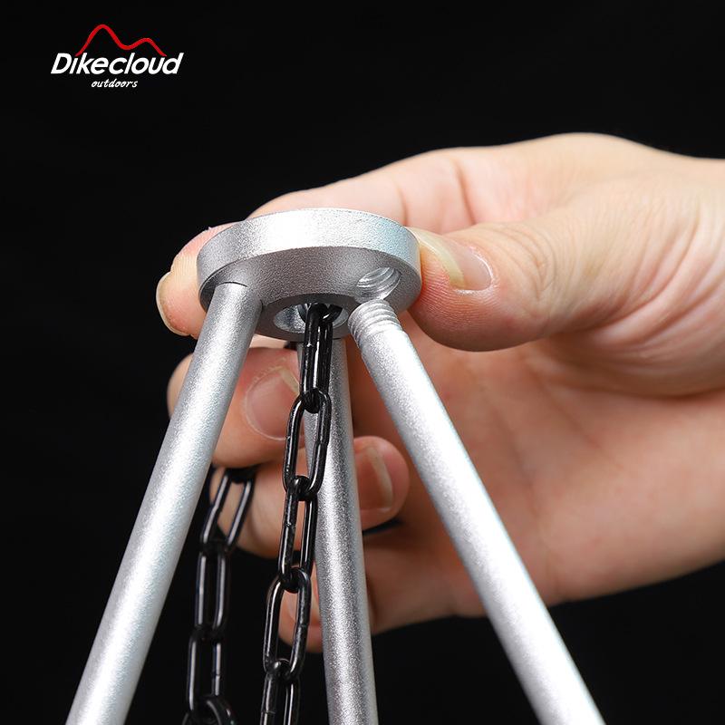 Aluminum Alloy Outdoor Bonfire Stand Tripod 3 Sections Camping Supplies Portable Hanging Pot Picnic Barbecue Bracket
