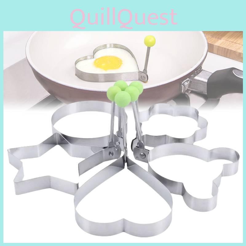 Durable Stainless Steel Egg Mold Set With Heart Star Shapes For Perfect Fried Eggs And Rice Cakes