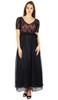 Womens Full Length Maxi Dress Black Net Prom Party Lace Gown