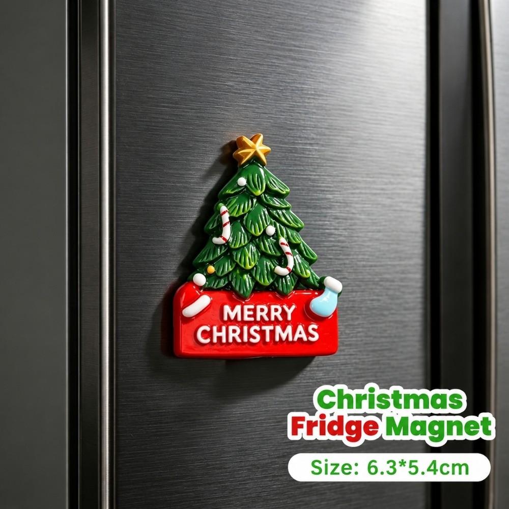 Christmas Theme Fridge Magnet 3D Relief 3D Refrigerator Stickers Refrigerator Magnet Kitchen Decor