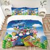 Постельное белье с принтом персонажей Mario Bros, 3 предмета (1 Пододеяльник + 2 Наволочки, Без Наполнителей), Этот постельный комплект с принтом мягкий и удобный, С