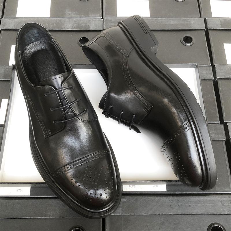 Высококачественные кожаные туфли Brock с гравировкой, мужские деловые кожаные дышащие повседневные туфли для поездок на работу, мужские свадебные туфли для костюма