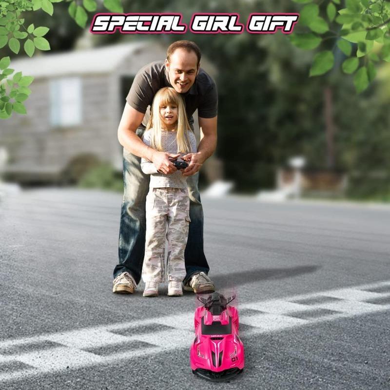 Remote Control Car, 1:24 Scale Kids Mini RC Car with LED Lights and Spray Effect, RC Racing Electric Car Toys for Boys Girls Birthday, Party