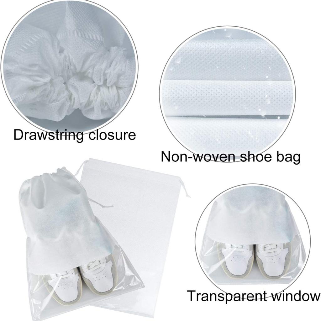 10/5PCS Oversized Non-woven Shoe Bag Waterproof Dustproof Travel Shoes Bag Portable Space-saving Transparent Shoes Organizer