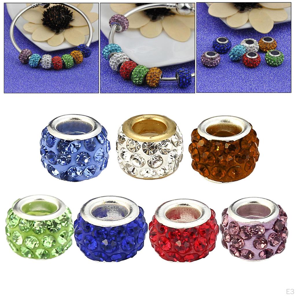 Сплавные Европейские Стразы Бусины 8x10 мм Большое Отверстие Распорки Свободные Для DIY Изготовления Украшений