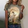 Summer Round Neck 3D Rabbit Pattern Printed Top Fashionable Casual Short Sleeved Women's T-shirts