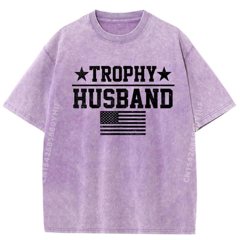 Trophy Husband American Flag Fathers Day Tee womens Fashion T Shirt Hot Sale Soft Washed Clothes Graphic Tees
