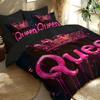 3pcs Bedding Set Pink Queen Crown 3D Print Cozy Duvet Cover King Queen Twin Size Birthday Gift for Adult Girl Bedroom Decoration