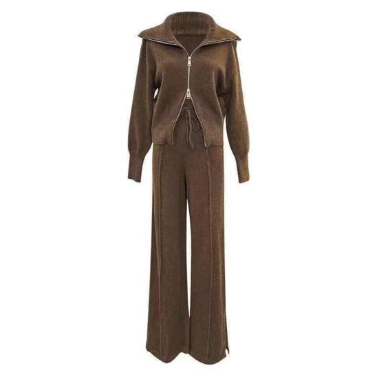 2 Комплекта с завышенной талией для женщин, длинный верх, комплект брюк с широкими штанинами