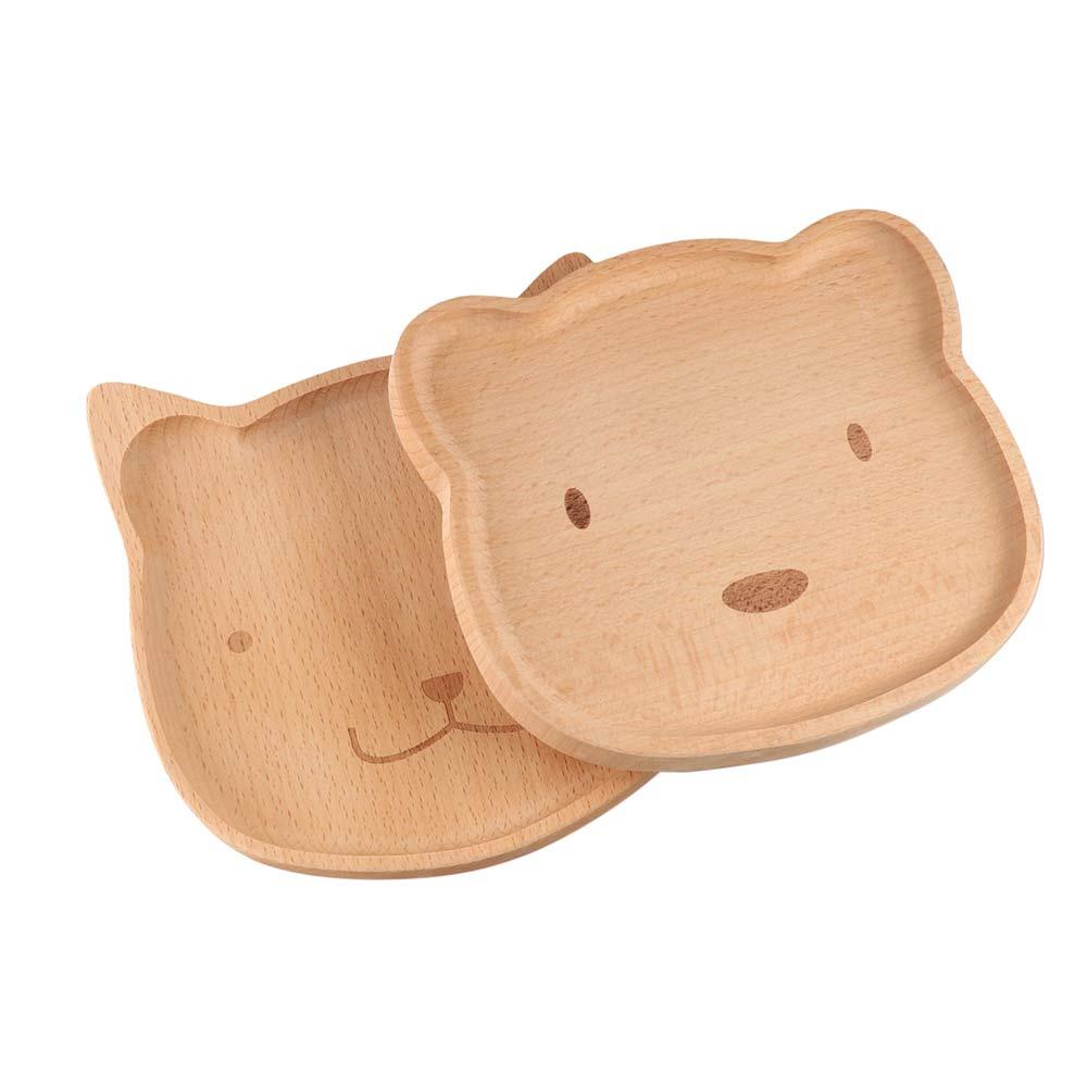 Animal Pattern Cartoon Dinner Tray Solid Wood Wood Food Dishes Children's Rice Plate  Meal