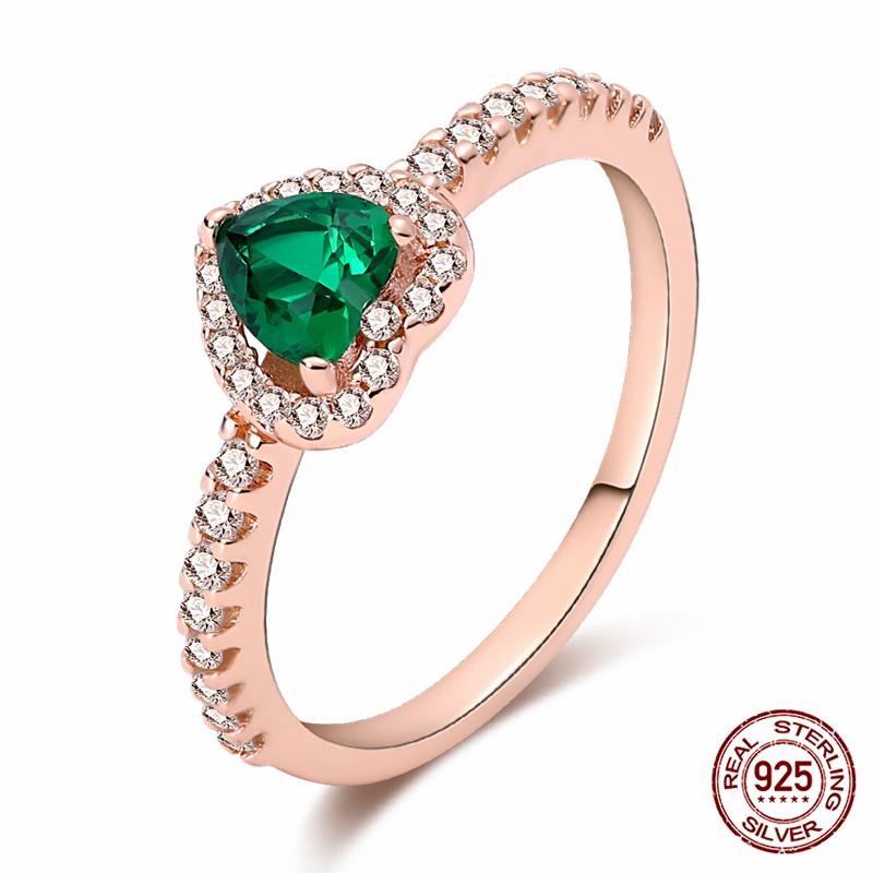 Абсолютно новое 100% подлинное 925 серебряное женское кольцо оригинальное сердце корона розовое золото кристалл обручальное кольцо годовщина свадьбы ювелирное изделие