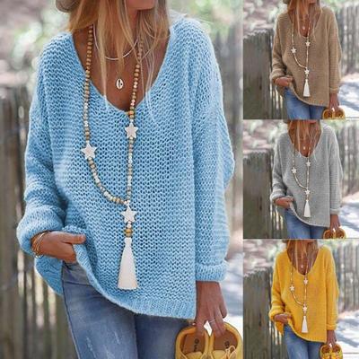 2024 Новый вязаный свитер с V-образным вырезом и длинными рукавами, вязаный топ