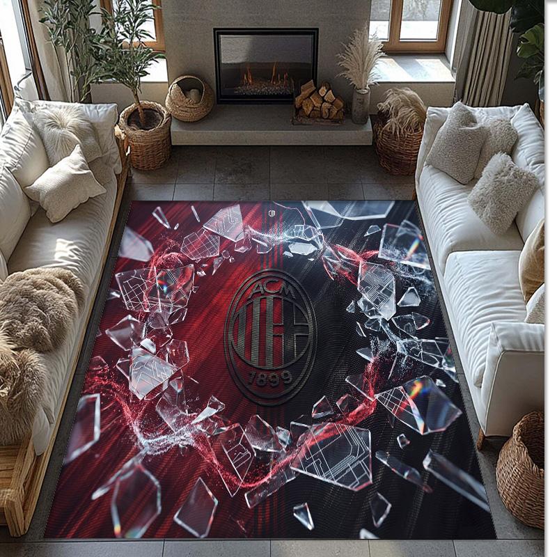 Фланелевый ковер с принтом AC Milan, нескользящий, мягкий, из полиэстера, для пола, декоративный коврик для спальни, гостиной, дивана, игровой комнаты, домашний декор
