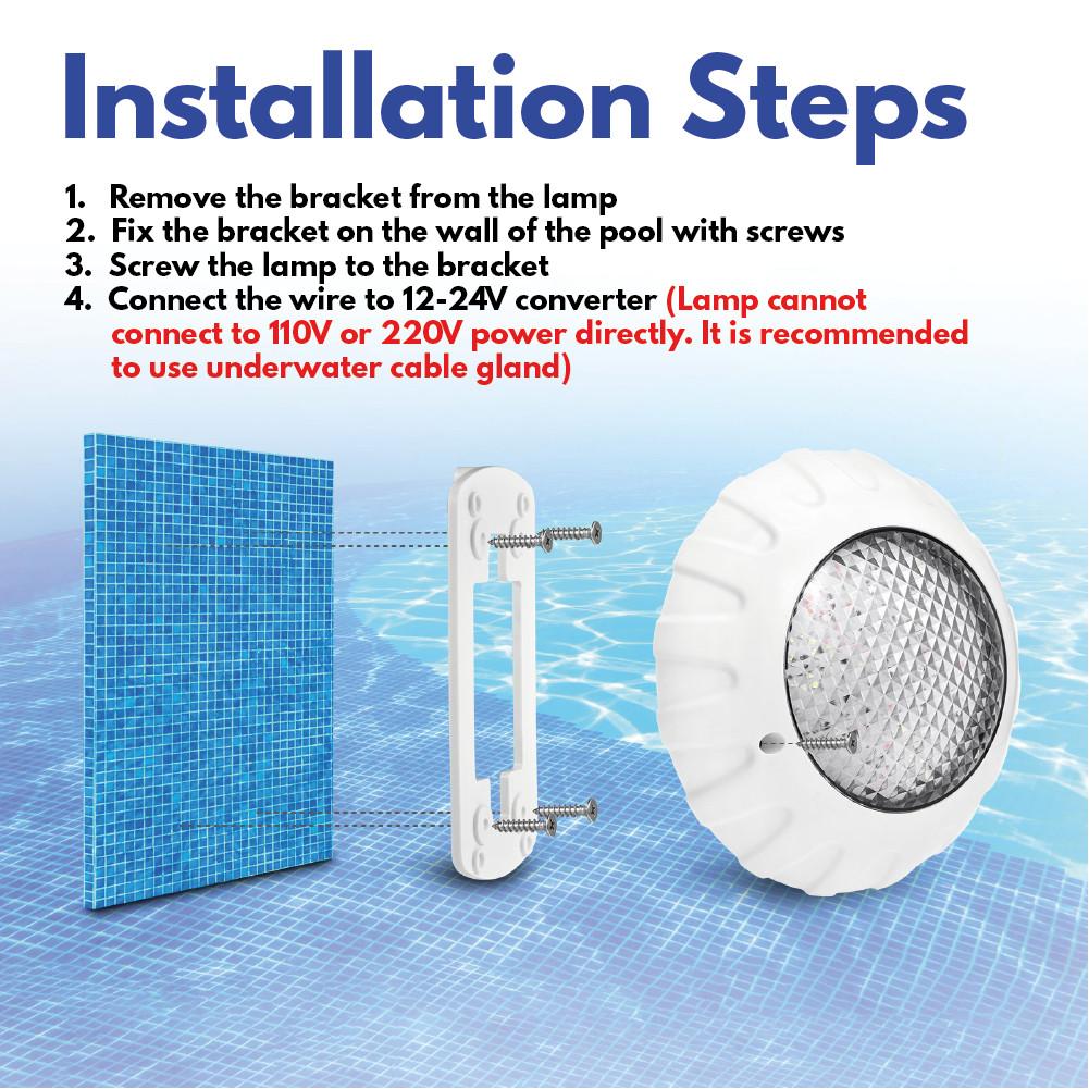 Swimming Pool Light LED RGB Color Changing DC12V IP68 Waterproof Pond Light with Remote Controller Underwater Light