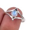 Natural Rainbow Moonstone Gemstone Handmade 925 Sterling Silver Ring S.7.5 Q0o00