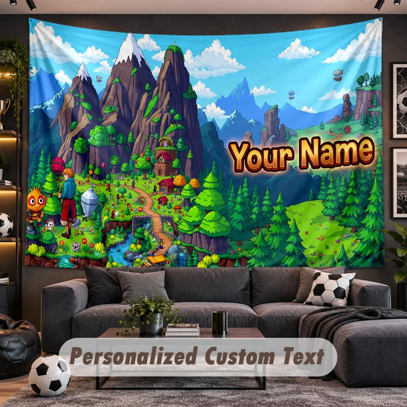 Terraria Personalized Tapestry Support Custom Name, Wall Art Home Decoration
