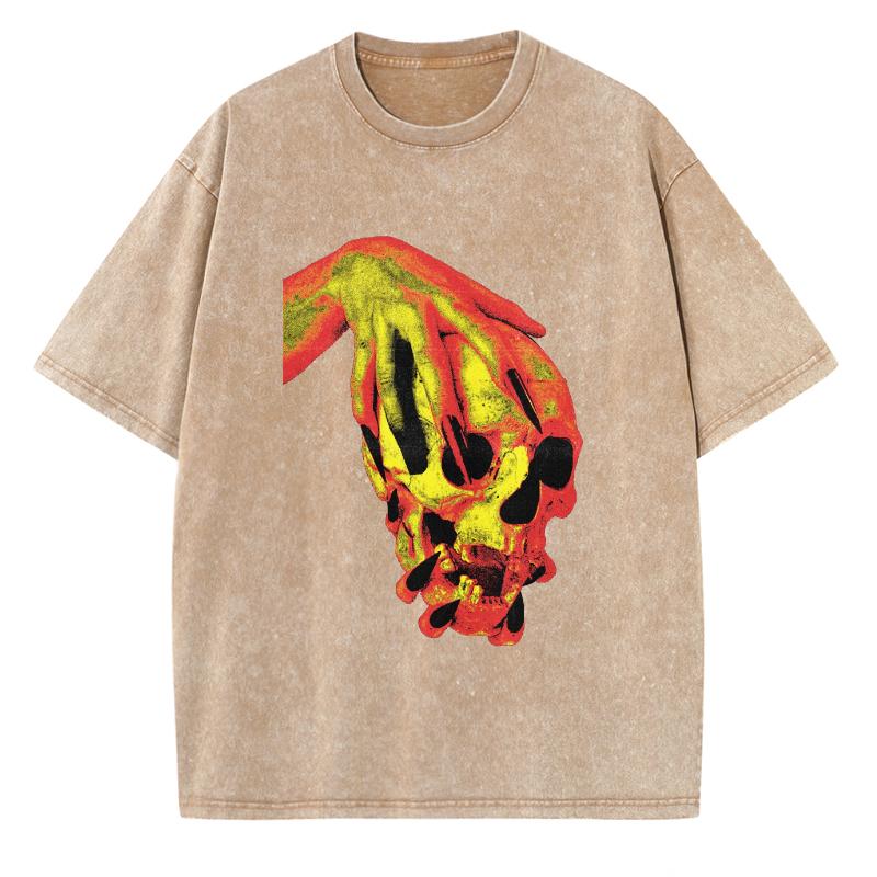 Уличный стиль футболка женская из вываренного денима с принтом черепа новая свободная с круглым вырезом и коротким рукавом студенческая вечеринка винтажный топ